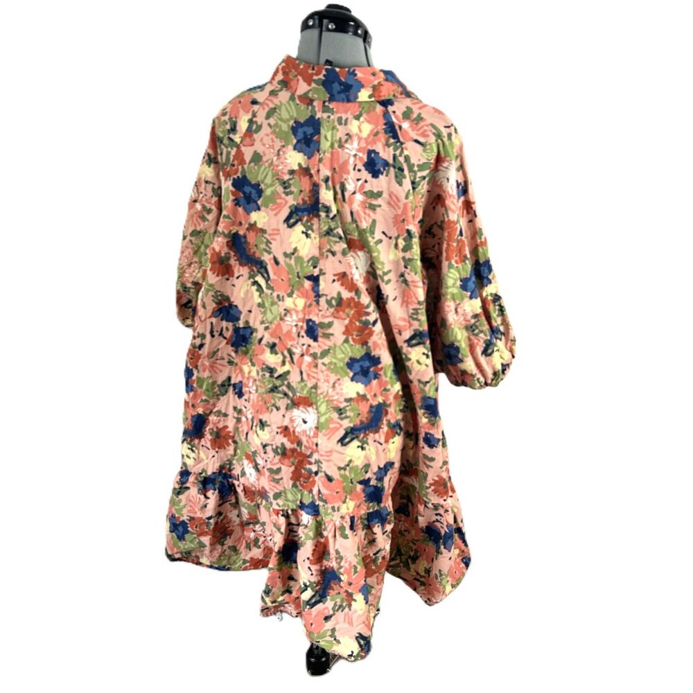 Eloquii Elements Floral Button Puff Sleeve Dress Plus 24 (no Sash) - Picture 4 of 6